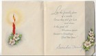 Vtg Mid Century Christmas Greeting Card 5x5 25 Scroll Red Candles Xmas Roses