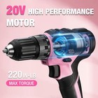 20v Pink Cordless Drill Driver  home Tool Set 141pcs Hand Tool Kit 2ah Battery