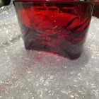Vintage Viking Slanted Glass Orb Ashtray Ruby Red Tripod Base Heavy Mcm Mint