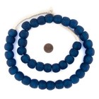 Dark Aqua Recycled Glass Beads 18mm Ghana African Sea Glass Blue Round Handmade