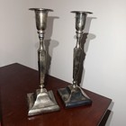 Vintage English Silver Plated Candlesticks C 1970   s - 9   tall Set Of 2
