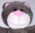 Dandee Teddy Bear Grey Ribbed 13in Plush Cream Muzzle Gray Paws Pink Nose Ears