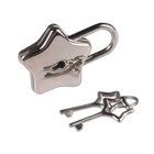 Mini Silver Tone Cute Star Shaped Padlock With For Key For Jewelry Box purse Han