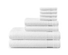 Supersoft 100  Cotton 8-piece Fade Resistant Towel Set Arctic White Bath Towels
