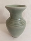 Green Asian Celadon Signed Bud Vase 4 5  Tall Collectible Excellent Vtg