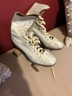 Vintage White Roller Skates Chicago Wheels Wood Case Key Wrench Usa