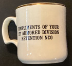 1st Armored Division Old Ironsides Coffee Mug Gilded Rim Retention Nco
