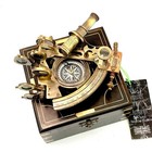 Nautical Compass Sextant Vintage Marine Astrolabe Ship Instruments   Wooden Box