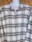 Weatherproof Womens Size Xxl Flannel Shirt White Beige Black Comfort Stretch