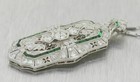 2 95ct Art Deco Style Diamond   Emerald Enagagement Wedding 925 Silver Pendant