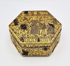 Fine Japanese Fuji Yoshitoyo Damascene Gold Inlaid Box C1920 Ancient Egypt Scene