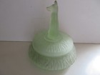 Vintage Dog   Rin Tin Tin  Green Glass Powder Jar