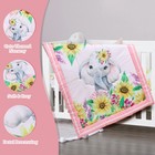 Crib Bedding Set For Baby Girls - 3 Piece Elephant Baby Bedding Set Includes    