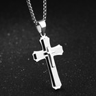 Real Stainless Steel Gold Silver Black 3 Layer Cross Pendant Pray Chain Necklace