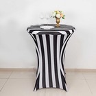 32  Black White Cocktail Table Cover Striped Fitted Spandex Tablecloth Party