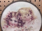 Glass Chimney Flue Cover Lithograph Print Victorian Girls Wall Hanging