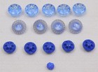 Lot Of 15 Antique Blue Glass Hand Painted Carved And Decorated Buttons