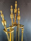 Vintage Brass Fireplace Tool Set  Polished Hearth Kit  Long Handles Poker Shovel