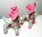 Pair Of Unusual Poodle Dogs Made From Thistle Weeds With Pink Hats   Paws