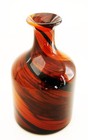 Brown Blown Art Glass Bottle Vase With Gold Swirled Inclussions