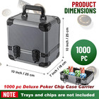 1000pcs Poker Chip Case Carrier 10 X 10 X 7 Inches Aluminum Poker Chip Storage B