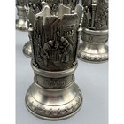 Vtg German Pewter 95  Zinn Beer Pilsner Glass Set Of 5 6relief Scenes Silver