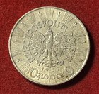 Poland 10 Zlotych 1939 Silver Coin Jozef Pilsudksi Y 29 T9779a