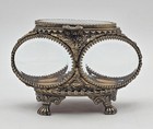 Vintage Ormolu Gold Filigree Glass Jewelry Casket Box   Stylebuilt Jewelry Box