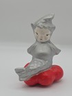 Vintage Mermaid Figurine Ceramic Silver Hand Painted
