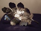 Vintage Sss Silver Plate Footed Crystal Oak Leaf Candy Trinket Dish Nj Usa