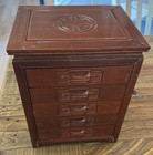 Vintage Asian Rosewood Five Drawer Jewelry Chest