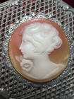 Vintage Cameo Ornate Trinket Jewelry Box Footed Red Liner
