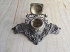 Vintage Antique Ornate Brass Desk Inkwell Victorian Decor