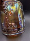 Vintage Indiana Glass Harvest Grape Amber Carnival Cookie Jar Canister Lid