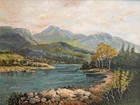 Vintage Signed Original Landscape Oil Painting Framed Scenic Mountain River Art