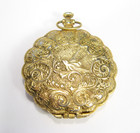 Vintage Max Factor Golden Lark Pocket Watch Style Makeup Compact