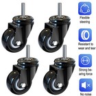 Rubber Casters Wheels Office Chair Heavy Duty Swivel Replacement Secure 2 Inch