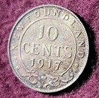 1917-c Newfoundland Canada 10 Cent Silver  - Solid Au  Stk k907