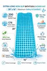 Extra-long Non-slip Vinyl Blue Bath Mat For Bathtub   Shower 39  X 16 