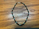 Black Onyx And Kingman Turquoise Necklace 4mm Beads With Sterling Silver 15     Sr