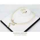 Women Bridal Elegant Wedding Pearl Rhinestone Necklace Earrings Jewelry Set