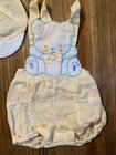 Vintage Mayfair Baby Overalls With Matching Hat Yellow Bear 6-9 M