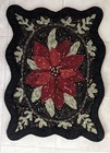  christmas Flower     Finished  Hand Hooked Rug   Poinsettia    Folk Art