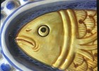 Vintage Ceramic Fish Mold Tastesetter By Sigma Oval Blue Yellow Kitchen Wall Dec
