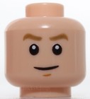 Lego Head  Dark Tan Eyebrows Medium Nougat Chin Dimple Lopsided Grin Raised Brow