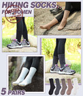5 Pairs Merino Wool Hiking Socks For Men Women  Warm Thermal Boot Crew Socks