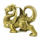 Chinese Feng Shui Decor Brass Golden Ancient Mythical Dragon God Beast Statue
