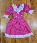 Vintage Pink Girls Pageant Dark Pink Dress Homemade     Full Circle With Lace