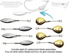 Harmony Fishing Replacement Underspin Blades  4 Silver Willow  4 Gold Colorado 