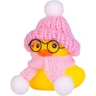 Car Rubber Duck Ornament Winter Duck Car Dashboard Decoration With Mini Beanie